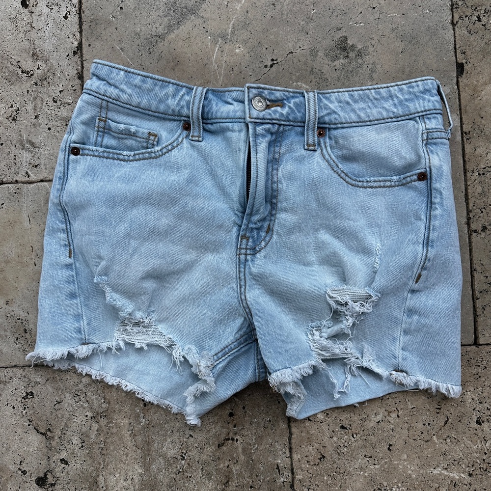 OLD NAVY High Rise OG Straight Ripped Denim Shorts Frayed Hem 6